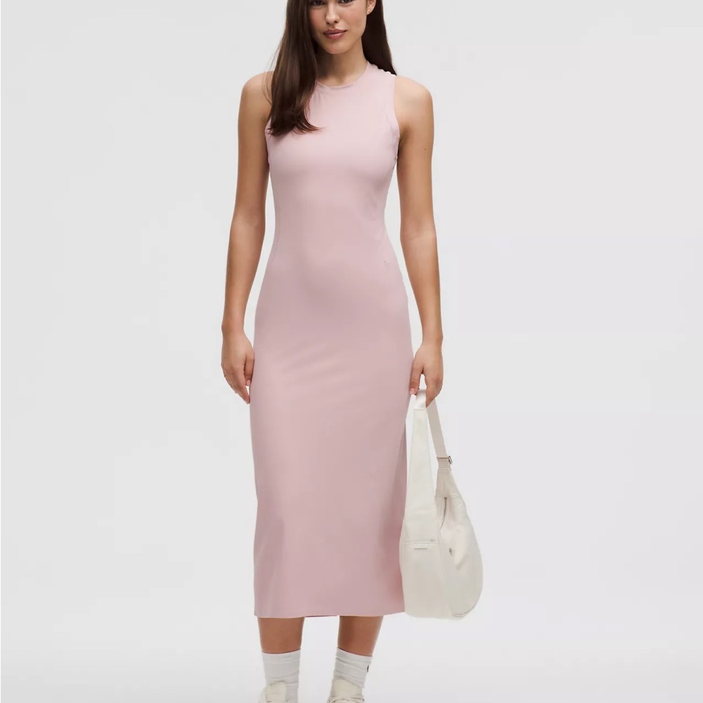 Lululemon Athletica Pink Ribbed Bodycon Midi Dress